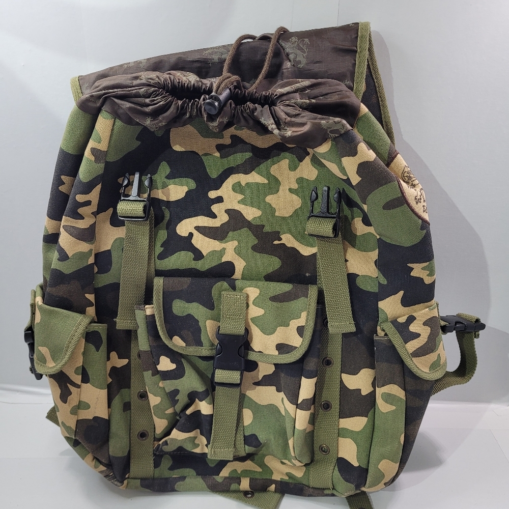 TURBULANCE CAMO MILITARY STYLE TRAVEL HEAVY DUTY CANVAS BACKPACK 18.5" GREEN - Picture 10 of 11